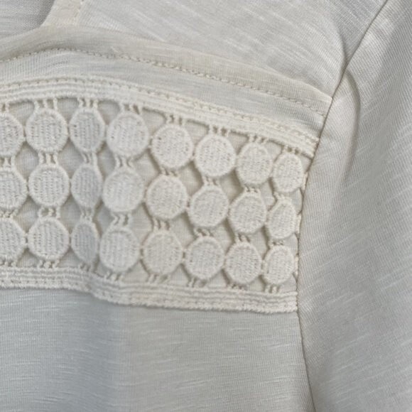 Talbots New! Embroidered Cotton Square Neck Top Long Sleeve Modal Cotton Stretch - Picture 5 of 16